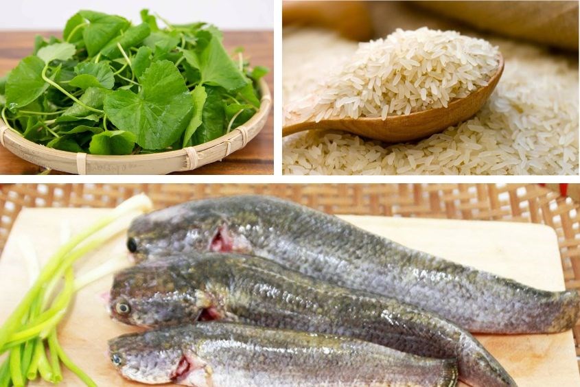 Nguyên liệu nấu món cháo rau má cho bé với cá lóc