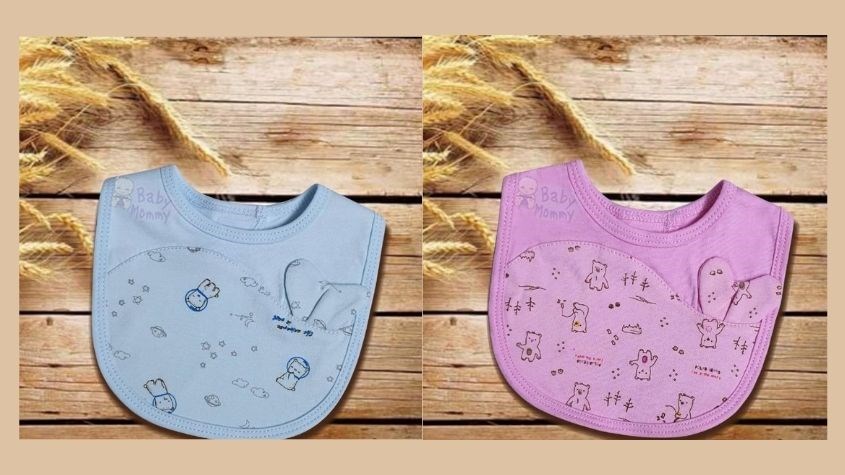 Yếm ăn cho bé cá voi cotton BabyMommy - Màu ngẫu nhiên