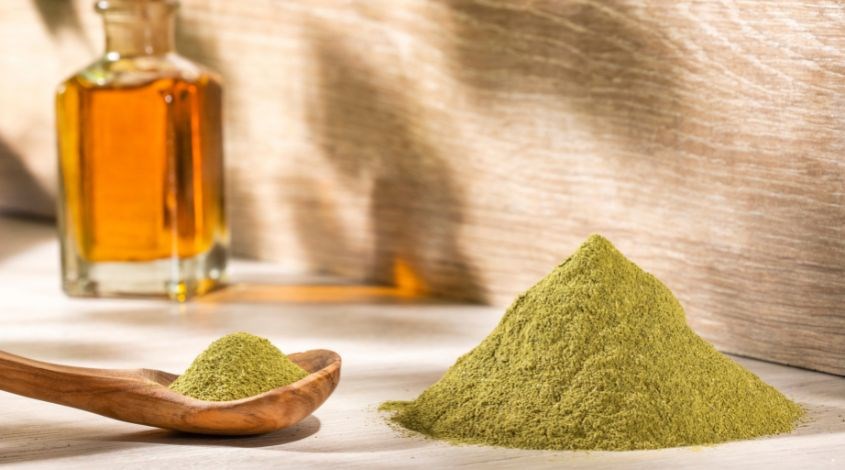 Bột chùm ngây và dầu oliu