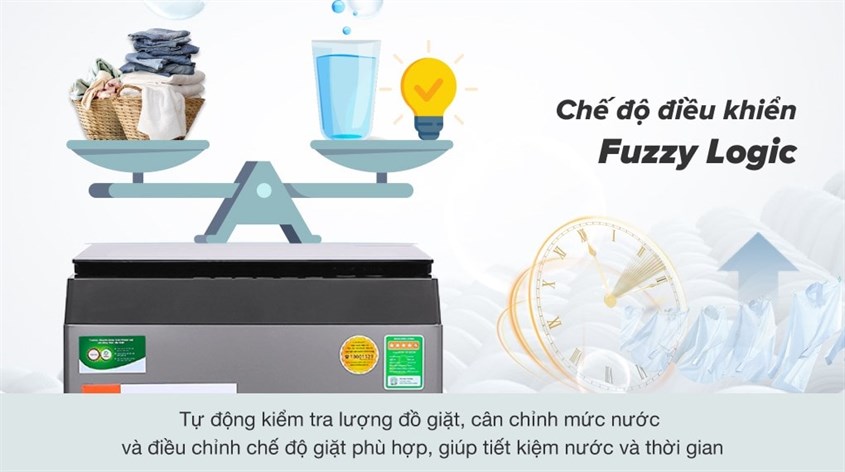 Với Fuzzy Logic, máy giặt Toshiba có thể vận hành với hiệu suất tối ưu.
