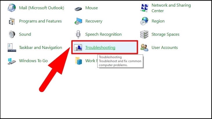 Tiếp theo bạn chọn bước Troubleshooting