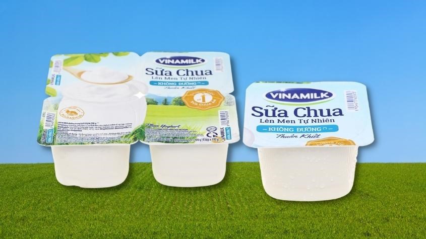 Lốc 4 hộp sữa chua không đường Vinamilk vị vani 100g