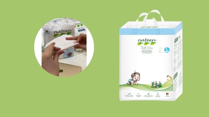 Bỉm Nateen siêu mỏng chỉ dày 2mm giúp gọn gàng khi mặc