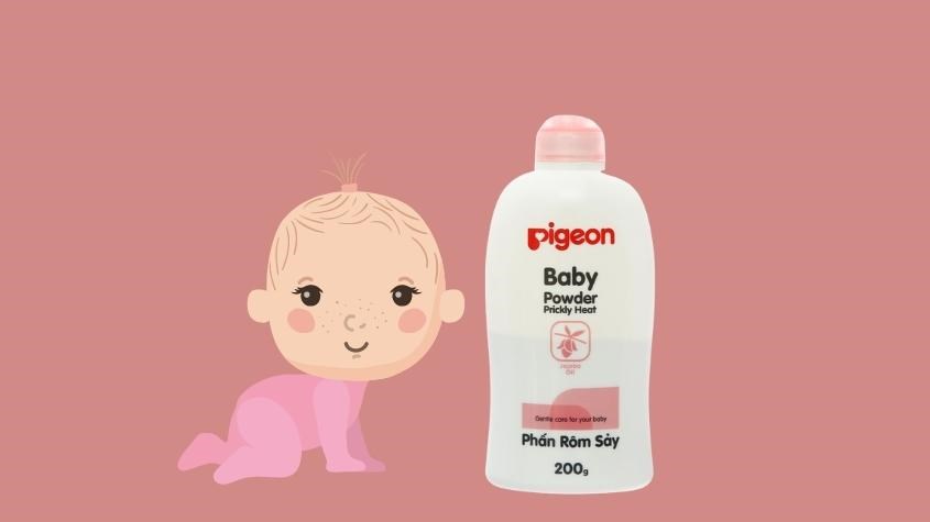Sử dụng phấn rôm cho bé Pigeon Prickly Heat 200g sau khi vệ sinh 