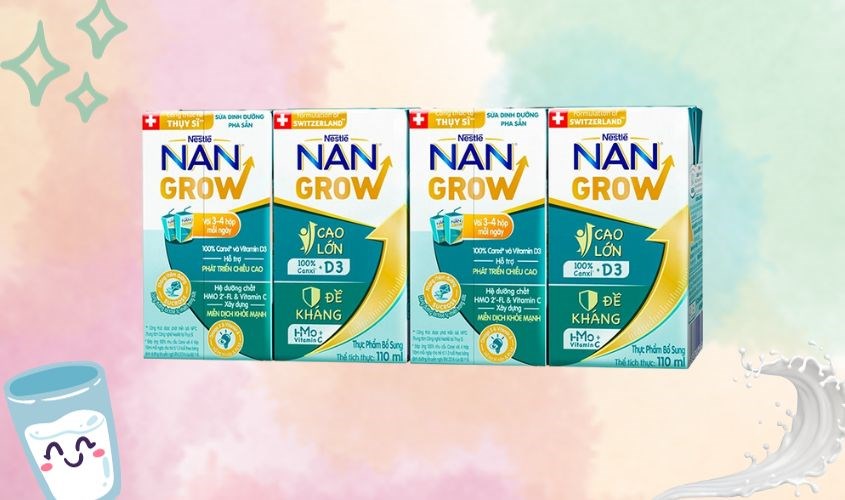 Lốc 4 hộp sữa pha sẵn Nestlé Nan Grow 110 ml (từ 1 tuổi)