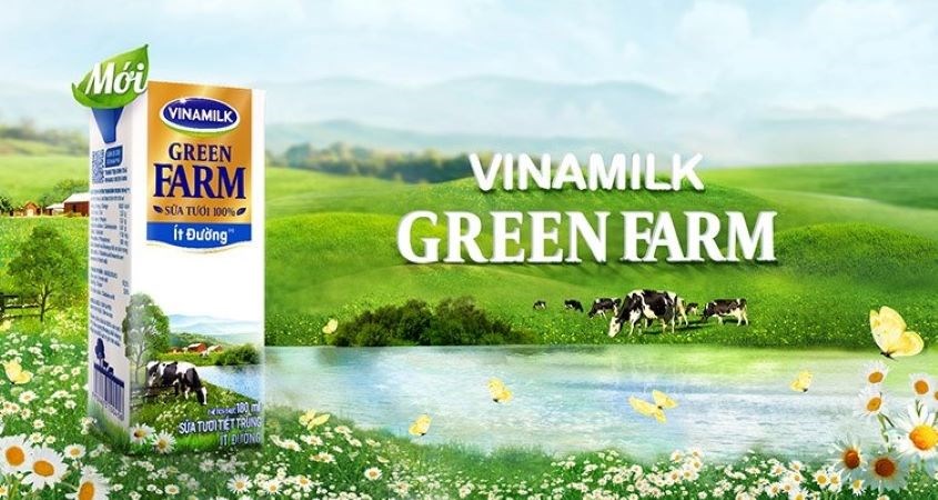 Lốc 4 hộp sữa tươi Vinamilk Green Farm ít đường 110 ml