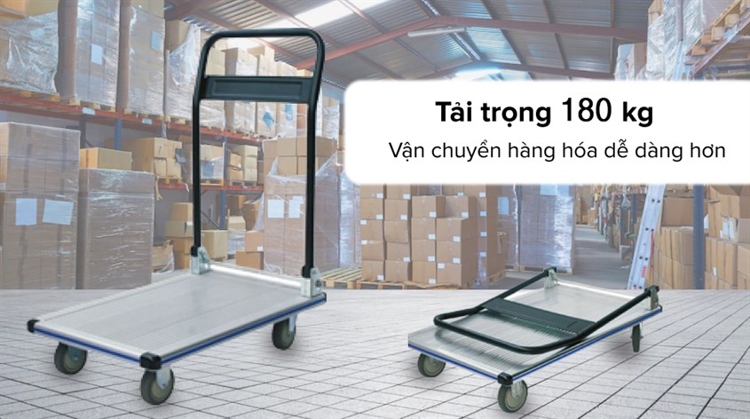 Xe đẩy hàng Nikawa FWS-180 với trọng tải 180 Kg có thể vận chuyển nhiều hàng hoá lại với nhau