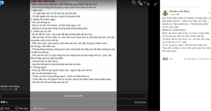 Lời chia sẻ của Bác sĩ Trương Hữu Khanh. Ảnh: Facebook Hỏi bác sĩ nhi đồng