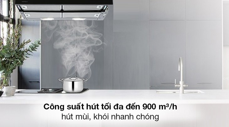 Máy hút mùi âm tủ Hafele HH-SG70A (533.89.021) trang bị lực hút tối đa 900 m3/h, khử mùi trong không gian bếp hiệu quả