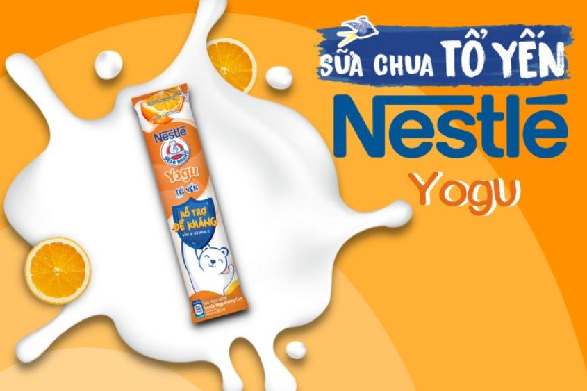 Sữa chua uống tổ yến Nestlé Yogu vị cam 85 ml có dạng lỏng và hương vị thơm ngon như sữa chua