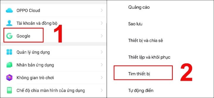 Các bước bật chức năng định vị điện thoại OPPO thông qua Google
