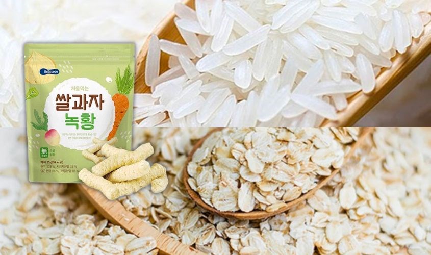 Nguyên liệu chủ yếu của bánh ăn dặm Bebecook là yến mạch và gạo trắng