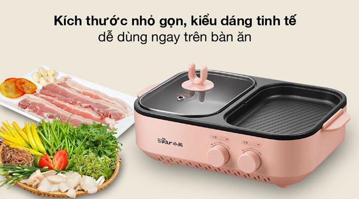 Bếp lẩu nướng đa năng Bear DKL-C12D1 sở hữu thiết kế nhỏ gọn, 2 ngăn lẩu nướng tiện lợi Bếp lẩu nướng đa năng Bear DKL-C12D1 sở hữu thiết kế nhỏ gọn, 2 ngăn lẩu nướng tiện lợi