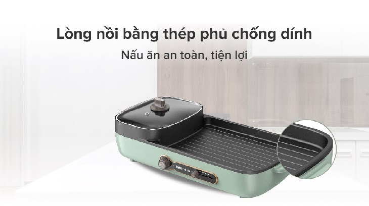 Lòng bếp lẩu nướng đa năng Bear DKL-C15G1 được làm bằng thép phù chống dính, an toàn, dễ dàng vệ sinh Lòng bếp lẩu nướng đa năng Bear DKL-C15G1 được làm bằng thép phủ chống dính, an toàn, dễ dàng vệ sinh