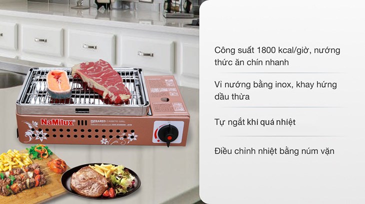 Bếp nướng gas Namilux có giá thành khá rẻ, chỉ hơn 400.000 VNĐ, giúp bạn tiết kiệm chi phí hơn khi sử dụng bếp than hay bếp điện (Giá thành được cập nhật tại tháng 9/2023)