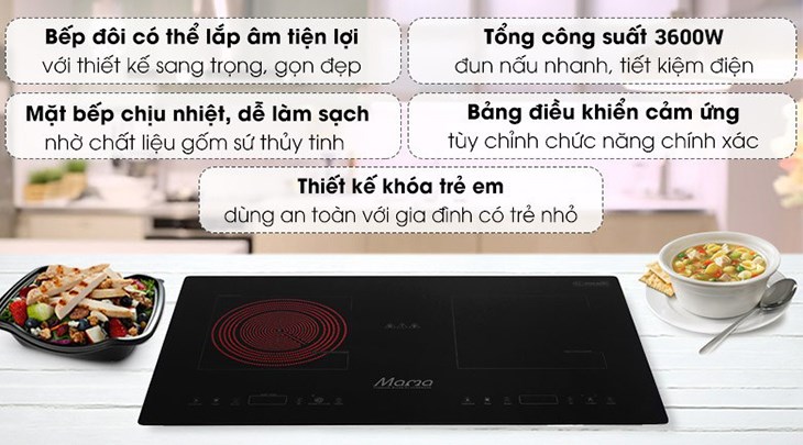 Bếp từ hồng ngoại lắp âm Sunhouse Mama MMB9100VN có thiết kế hiện đại