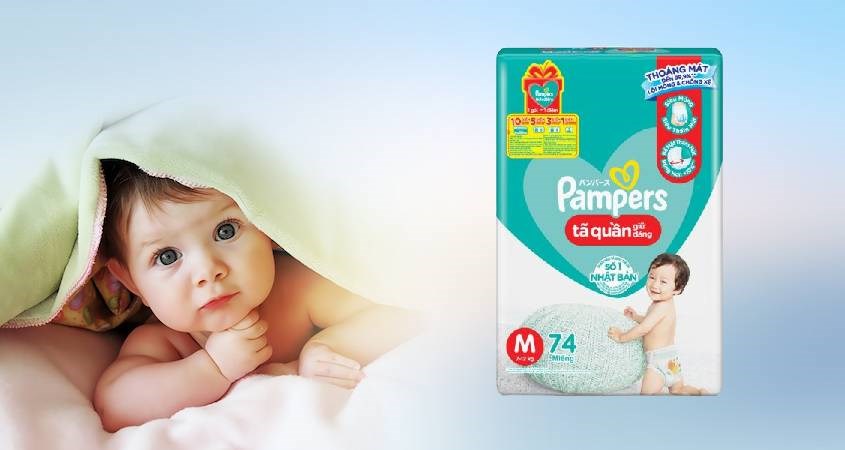 Tã quần Pampers Super Jumbo size M 74 miếng (7 - 12 kg)