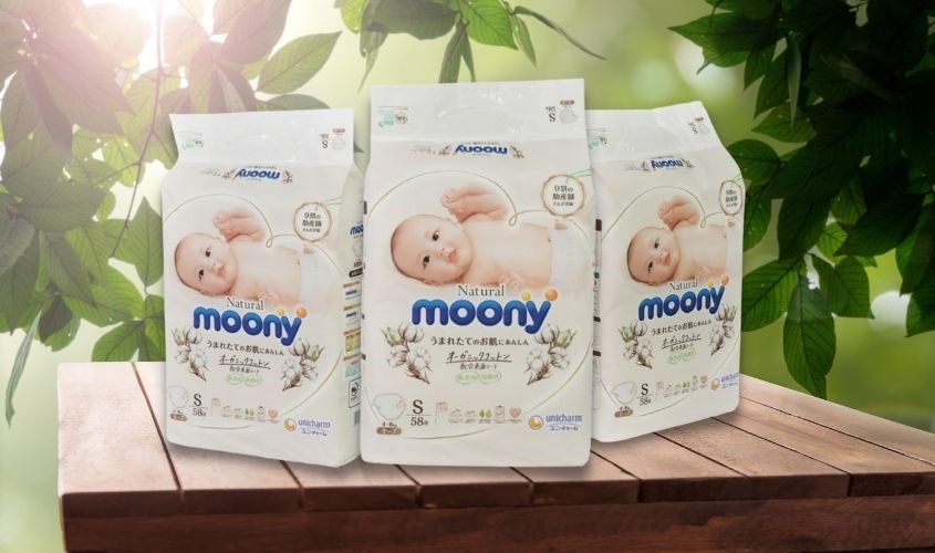 Tã dán Moony Natural size S 58 miếng (4 - 8 kg)