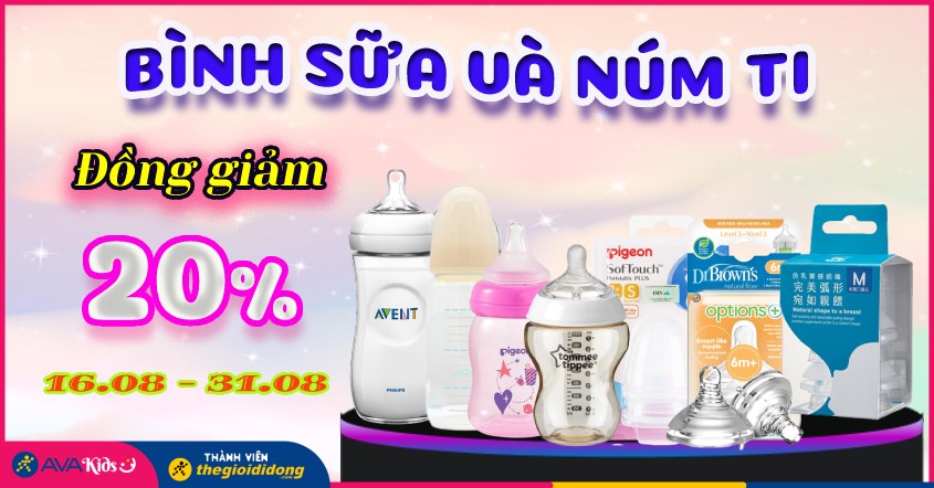 bình sữa, núm ti giảm 20%