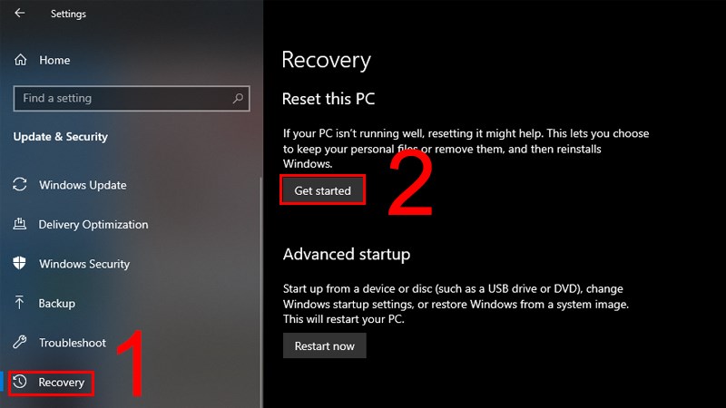 Khôi phục cài đặt gốc trên hệ điều hành Windows 10