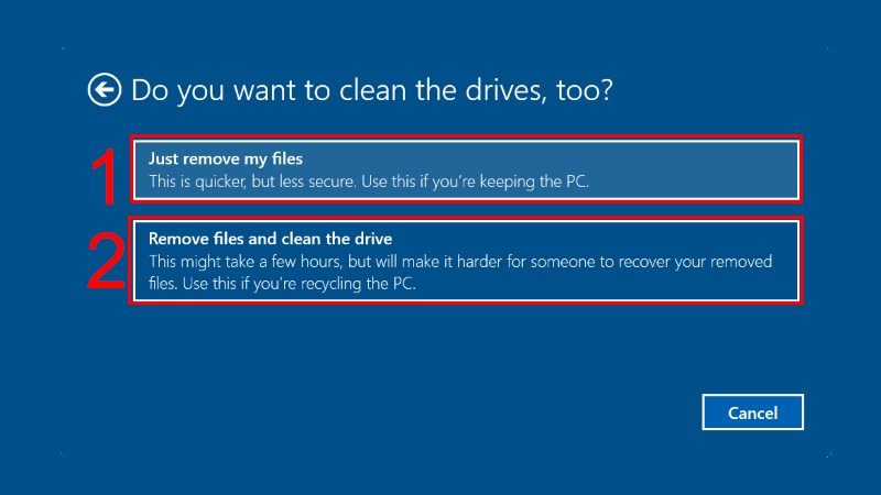 Chọn Show me the list of drives that will be affected để xem danh sách các ổ đĩa