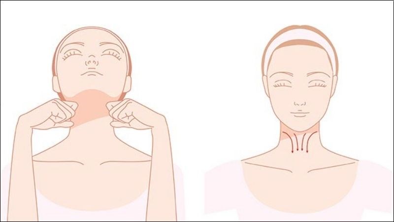 Kéo nhẹ dọc xuống hướng về phía xương đòn để massage cổ