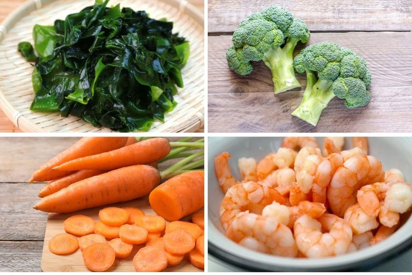 Cách nấu canh rong biển cho bé với cà rốt, cải xanh