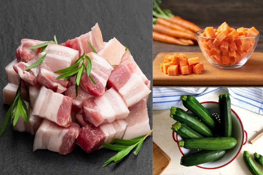 Cách nấu cháo thịt heo bí ngòi cho bé ăn dặm