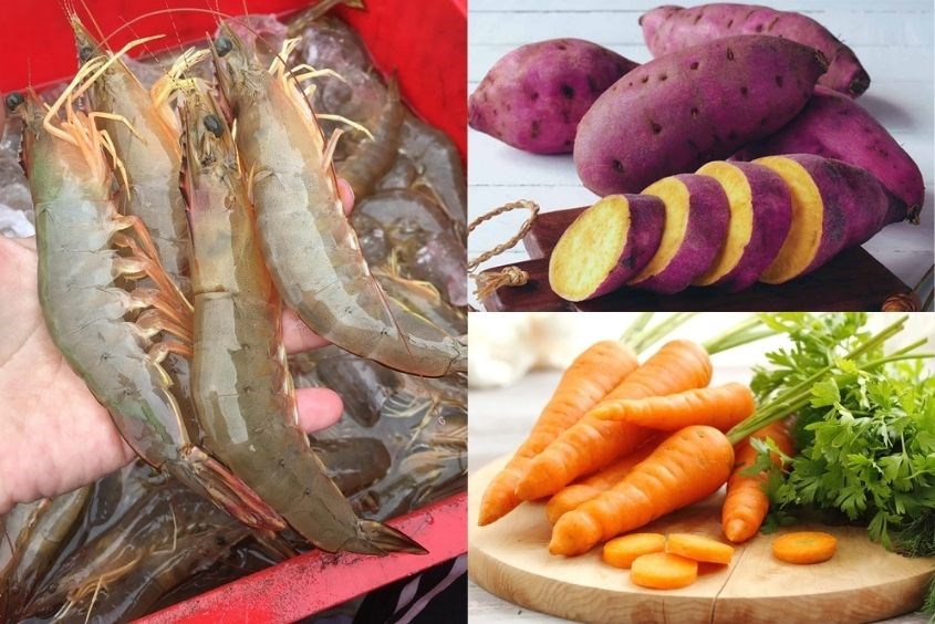 Cách nấu cháo tôm khoai lang cho bé thêm cà rốt