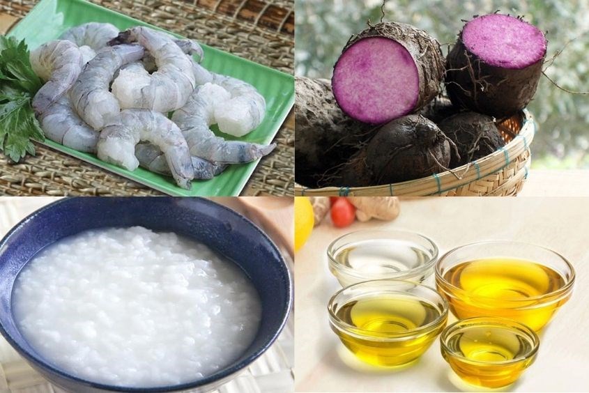 Cách nấu cháo tôm khoai mỡ cho bé 