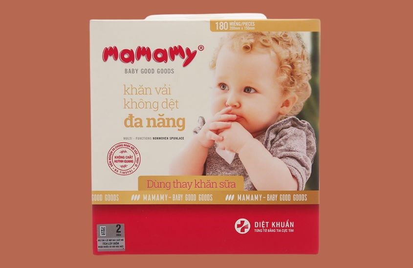 Hộp 180 tờ khăn vải em bé không dệt Mamamy không mùi