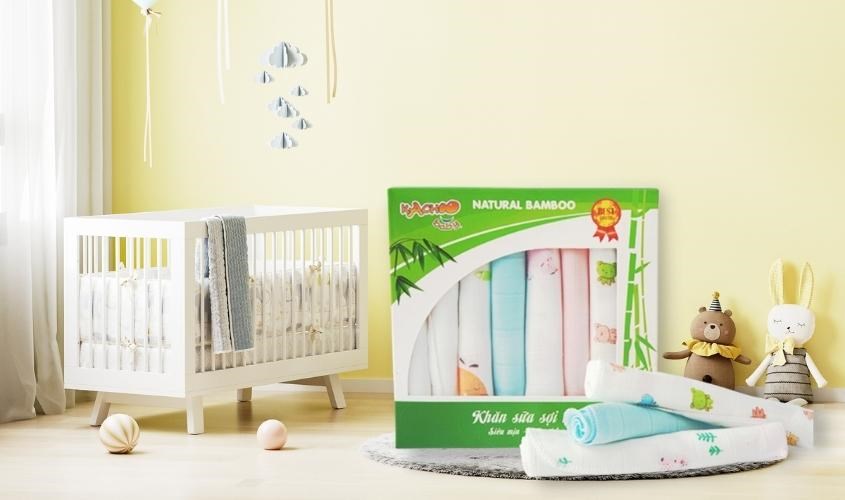 8 khăn sữa sợi tre KACHOOBABY 2 lớp 30x30 cm - Màu ngẫu nhiên