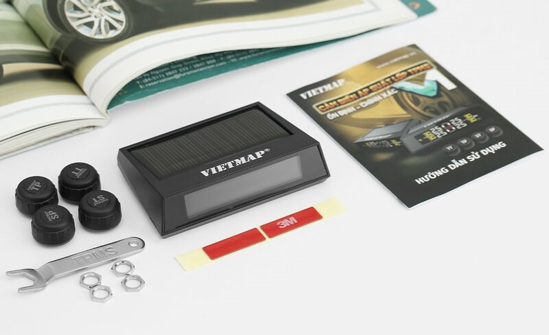 Thiết bị cảm biến áp suất lốp gắn trên bánh xe Vietmap V1 theo dõi ổn định và chính xác các thông số