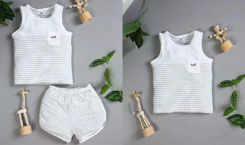 Bộ sát nách kẻ dày Haki màu xanh