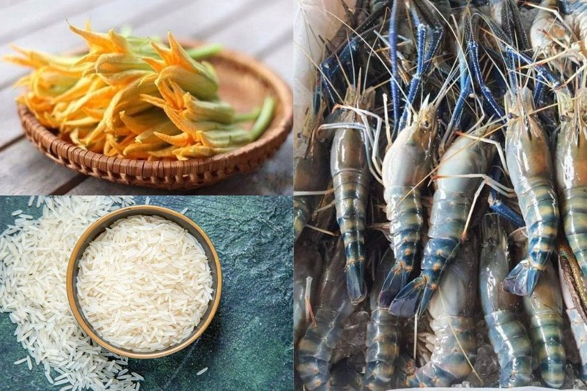 Cháo tôm càng xanh cho bé với bông bí