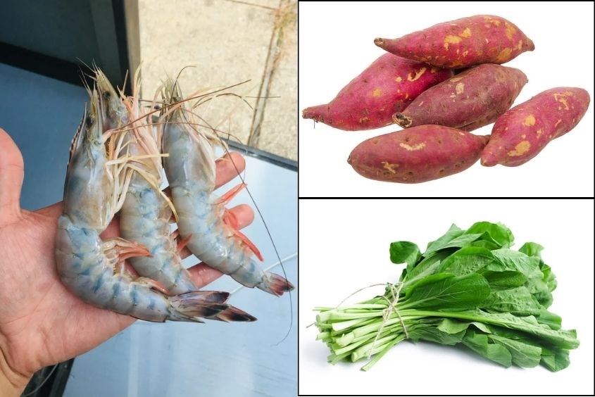 Cháo tôm khoai lang cho bé thêm rau cải