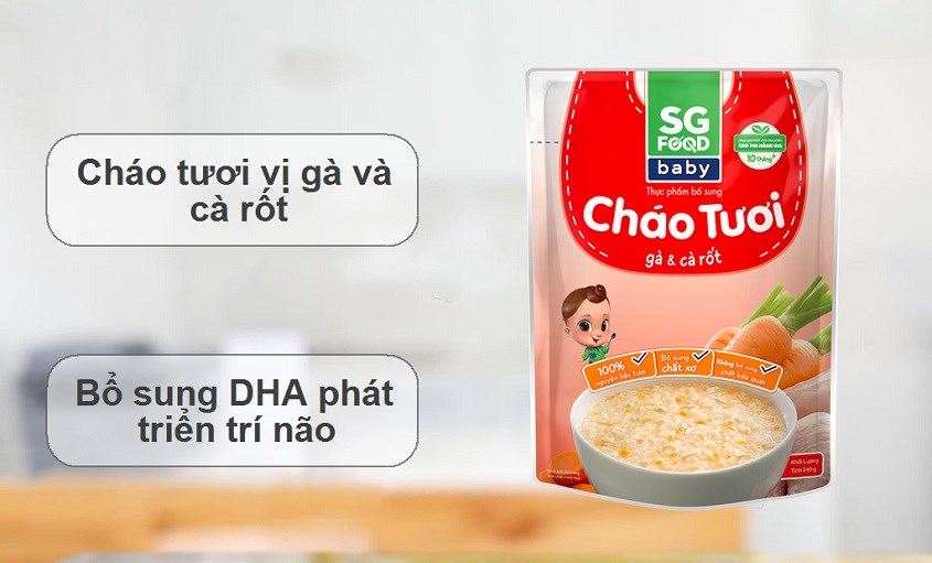 Cháo tươi SG Food Baby vị gà, cà rốt gói 240g Cháo tươi SG Food Baby vị gà, cà rốt gói 240g