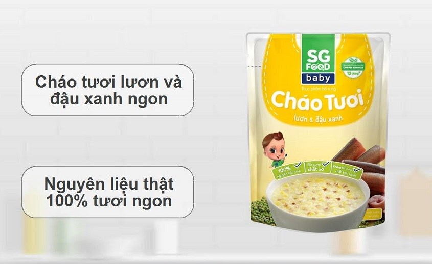 Cháo tươi SG Food Baby vị lươn, đậu xanh gói 240g Cháo tươi SG Food Baby vị lươn, đậu xanh gói 240g