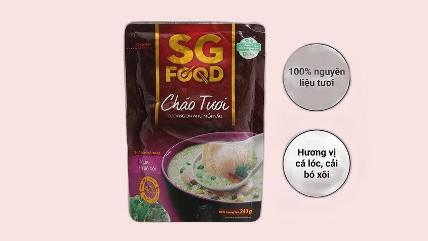 Cháo tươi SG Food vị cá lóc, cải bó xôi gói 270g Cháo tươi SG Food vị cá lóc, cải bó xôi gói 270g