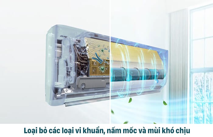 Chế độ X-Fan hỗ trợ sấy khô dàn lạnh giúp loại bỏ vi khuẩn, nấm mốc và khử mùi hôi khó chịu hiệu quả