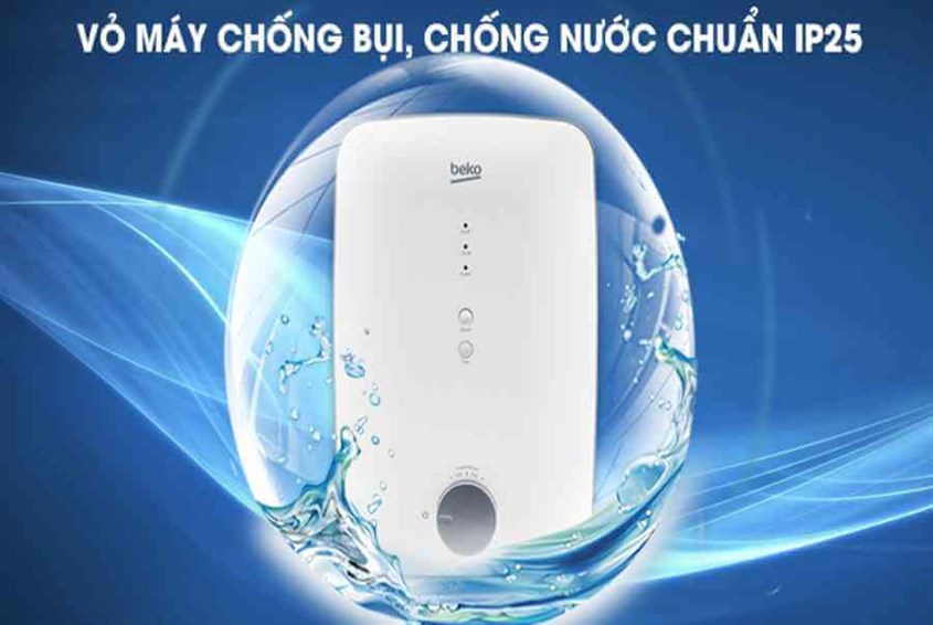 Máy nước nóng trực tiếp Beko 4500W BWI45S2N-213 có khả năng chống bụi và chống nước nhờ vỏ máy IP25