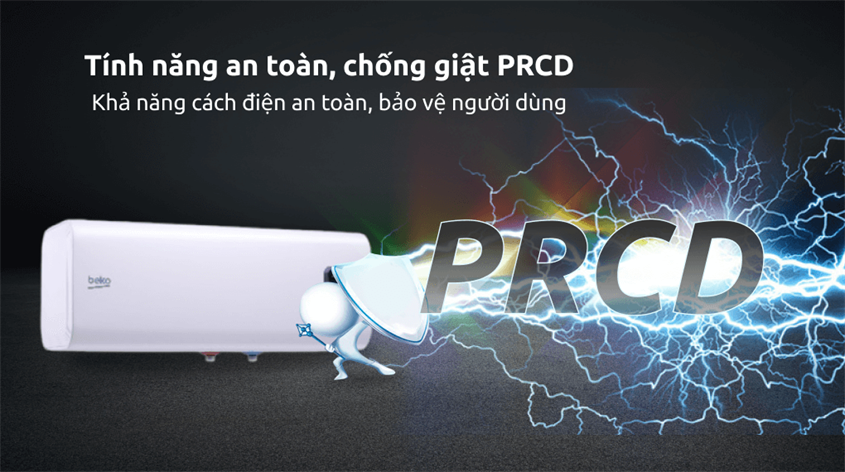 Tính năng an toàn, chống giật PRCD của máy nước nóng gián tiếp Beko 30 lít BWH 30 SDH có khả năng cách điện và ngăn chặn các sự cố rò điện