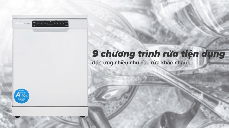 Máy rửa chén độc lập Candy CDPN 4D620PW/E sở hữu 9 chương trình rửa linh hoạt, phù hợp với nhiều nhu cầu rửa khác nhau