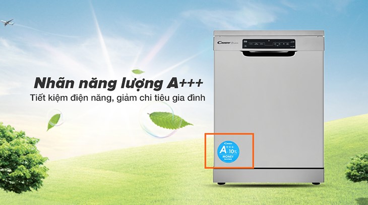 Máy rửa chén độc lập Candy CDPN 4D620PX/E  được dán nhãn năng lượng A+++ theo tiêu chuẩn châu Âu, chứng nhận tiết kiệm điện năng