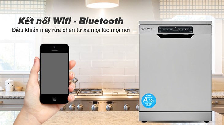 Máy rửa chén Candy có thể điều khiển từ xa nhờ kết nối wifi - bluetooth với điện thoại