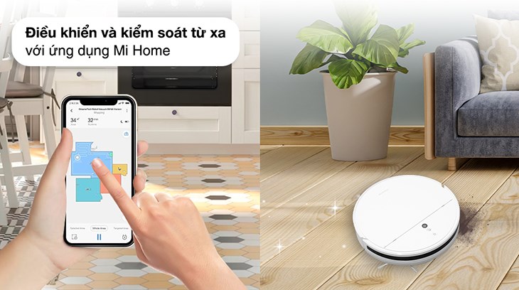 Người dùng có thể điều khiển và kiểm soát robot từ xa thông qua ứng dụng Mi Home mà không cần phải có mặt ở nhà