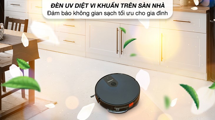 Robot hút bụi Shimono trang bị đèn UV diệt khuẩn cho khả năng dọn dẹp tối ưu