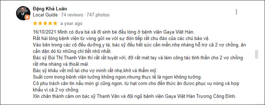 Nhận xét về bệnh viện của các chị em Đánh giá của các chị em về bệnh viện Gaya Việt Hàn