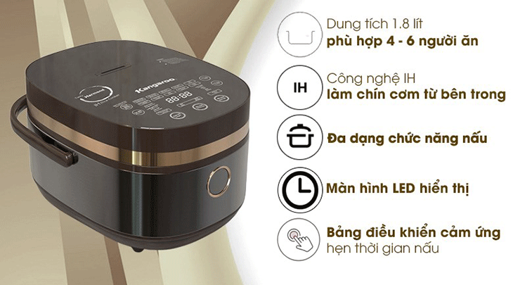 Nồi cơm điện cao tần Kangaroo 1.8 lít KG599N sở hữu nhiều ưu điểm nổi bật