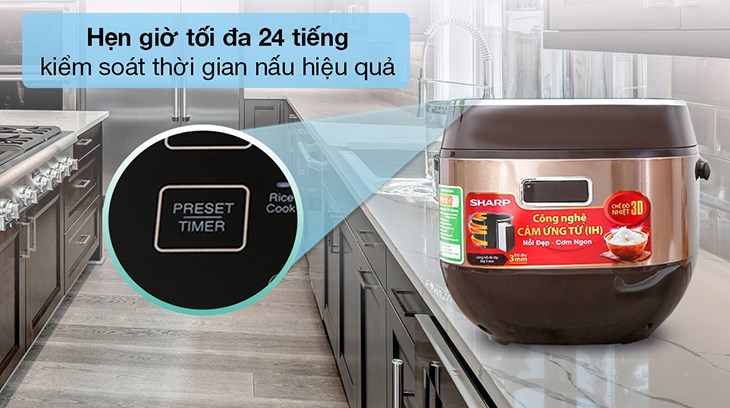 Tính năng hẹn giờ lên đến 24 tiếng, giúp người dùng sử dụng nồi cơm linh hoạt hơn